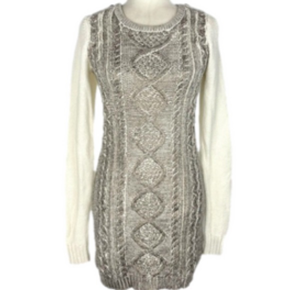 ABS ALLEN SCHWARTZ BROWN & CREAM SWEATER DRESS SIZE SMALL - Picture 1 of 5